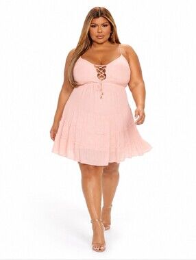FASHION NOVA 3X Alaina gauze sleeveless coral mini  tank dress NWT